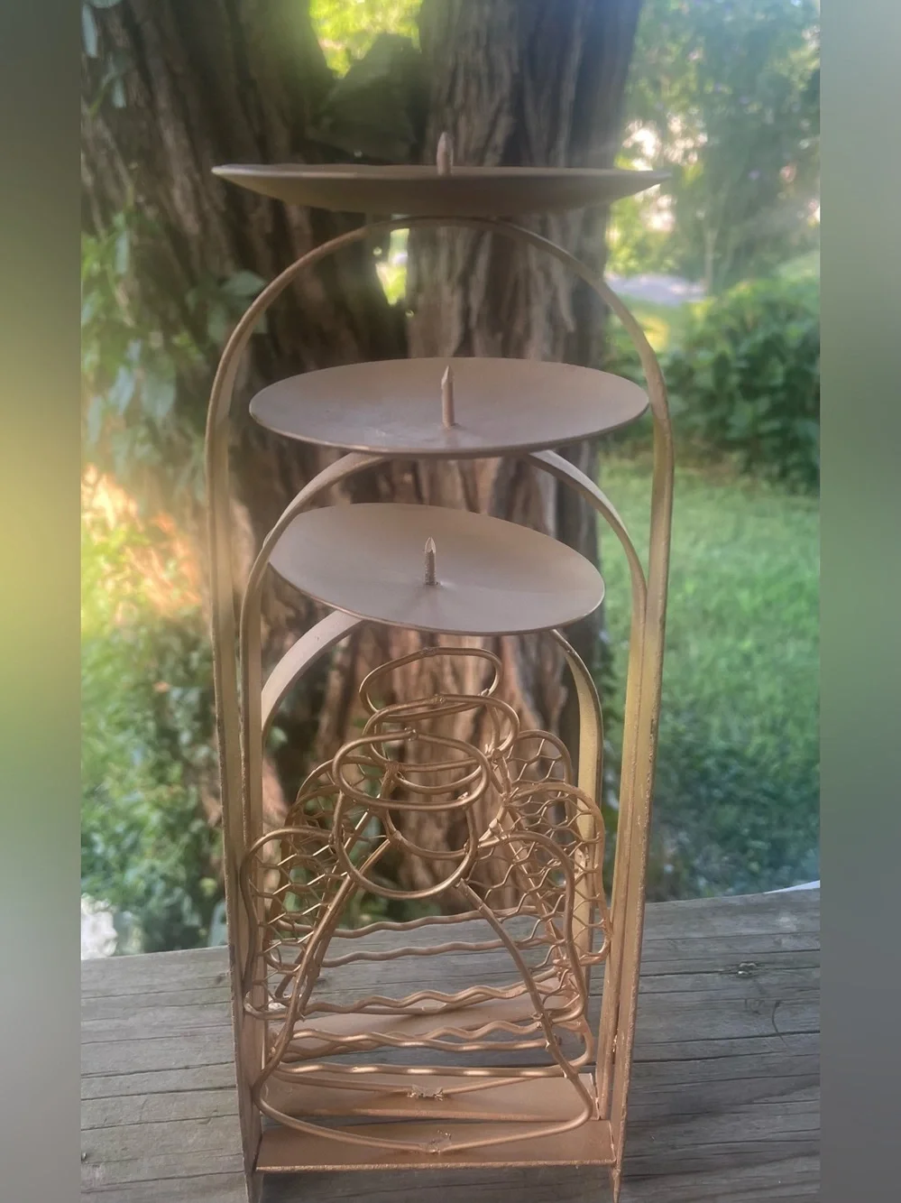 Vintage Gold Metal Angel 3 Tier Hinged Candle Holders Set - Home Accents